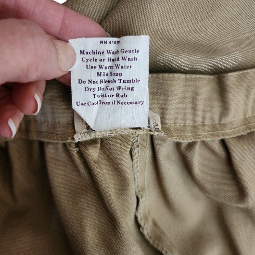 Vintage 80s Straight Midi Skirt Womens Size 10 Khaki Tan Side Buttons Office Bas — image 8 of 8